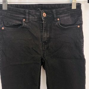 Distress washed black jeans